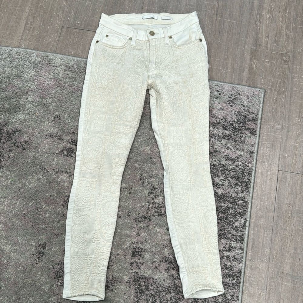 Seven 7 for all Mankind Women's Ivory Malhia Kent Design Stretch Denim Sz 26